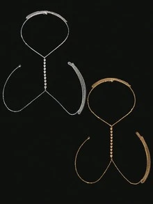 1 件女士心形水晶身体链首饰，性感时尚沙滩比基尼胸链 - 彩色 - 查看 7