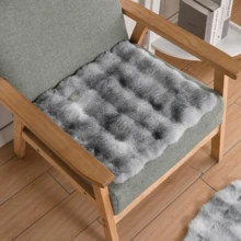 1件装人造毛皮地毯方形椅垫，12x12英寸奢华兔毛小地毯，柔软地垫，适用于客厅沙发、卧室、儿童房