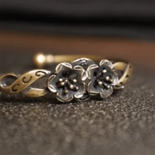 Vintage Flower Bangle Adjustable Copper Classic Retro Women With Handmade Brass Accents Elegant Design Perfect For Any Occasion - 銅色 - 查看 5