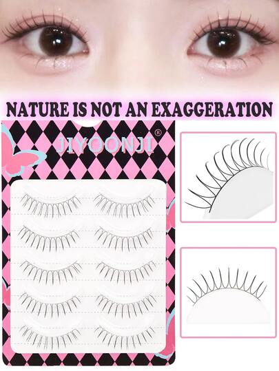 5 paia di ciglia finte da donna a forma di U, realizzate con nuovi materiali e processi, ciglia finte naturali e simulate, sottili e morbide, con occhi da cartone animato
