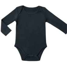 Kit 3Peças Body Manga Longa Bebê Menino e Meninas cores Sólidas Canelado Primavera Toque Leve - Multicolorido - Visão 5