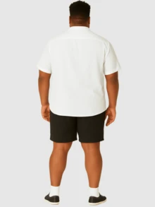 Bermuda Linen Plus Size Short Mauricinho Large Size Summer - Black - View 2