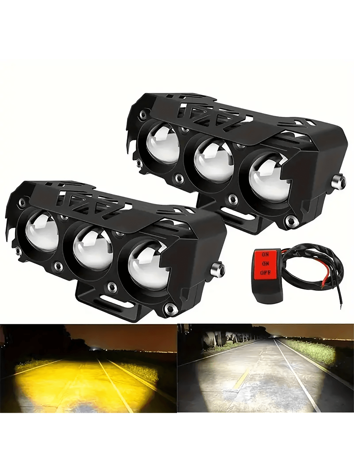 Luz de trabajo para automóvil, faro delantero LED de doble color mini lente para motocicleta, luz del conductor, luz antiniebla, faro delantero de motocicleta, foco para SUV UTV, luces para automóvil, accesorios para automóvil
