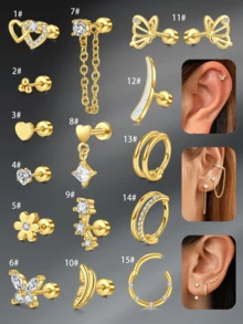 CIZME Pendientes de tuerca de acero inoxidable de 16/20 calibres para cartílago, hélice, piercings, anillos para la nariz, aro para el septum, anillos para el labio, pendientes de espalda plana para mujeres