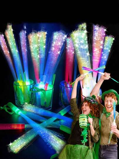 5/10 Pieces Fiber Optic Glow Sticks, LED Foam Glow Sticks, Colored Fiber Optic Glow Sticks With 3 Light Modes - Luminous Fiber Optic Sticks, LED Flashing Sticks For Glow-In-The-Dark Party Accessories For Bachelor Parties For Men And Women, Suitable For Party Supplies