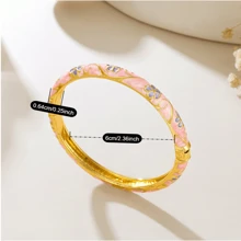 1pc Fashionable New Bohemian Style Gold-Plated Cloisonne Enamel Bracelet Jewelry, Suitable For Girls And Women - Round - View 2