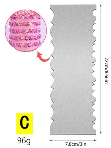 1 pieza Espátula de acero inoxidable para raspar crema de pastel, peine para decorar los lados del pastel, espátula dentada para glasear, herramienta de repostería