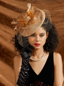 1Pc Ffascinators Hats For Women Fancy Tea Party Hats 2024 Elegant 1950s Kentucky Derby Hats Feather Hair Clip For Bride Wedding Party Birdcage Veil Headband Flower 1920s Headpiece For Horse Race Vintage Bridgerton Fedora Beret Hats 50s Outfit Church Hats Black Veil For Funeral 1940s Dresses Victorian Hat Pillbox Hats Lolita Accessories For Women Girl Birthday Mother's Day Halloween Christmas Gift - Style a - View 3