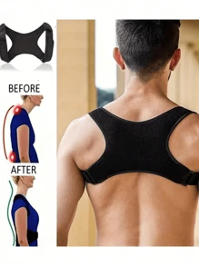 可调节背部支撑带，推荐体重低于 120 磅的用户使用，为成人提供锁骨、颈部、背部和肩部支撑，男女通用姿势矫正器（实际尺寸偏小，建议订购大一码）