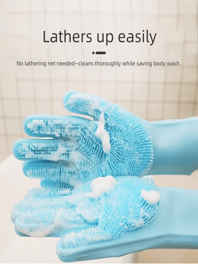 Pet Grooming Gloves - Heat Resistant Silicone Gloves With High-Density Teeth, Enhanced Five Finger Design For Bathing And Massaging Dogs And Cats