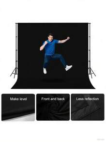 10x10ft High Density Polyester Photo Backdrop, Solid Black Photography Cloth, Wrinkle-Resistant, Machine Washable, Seamless Backdrop Suitable For Portrait, Video Studio, Party - Background Only