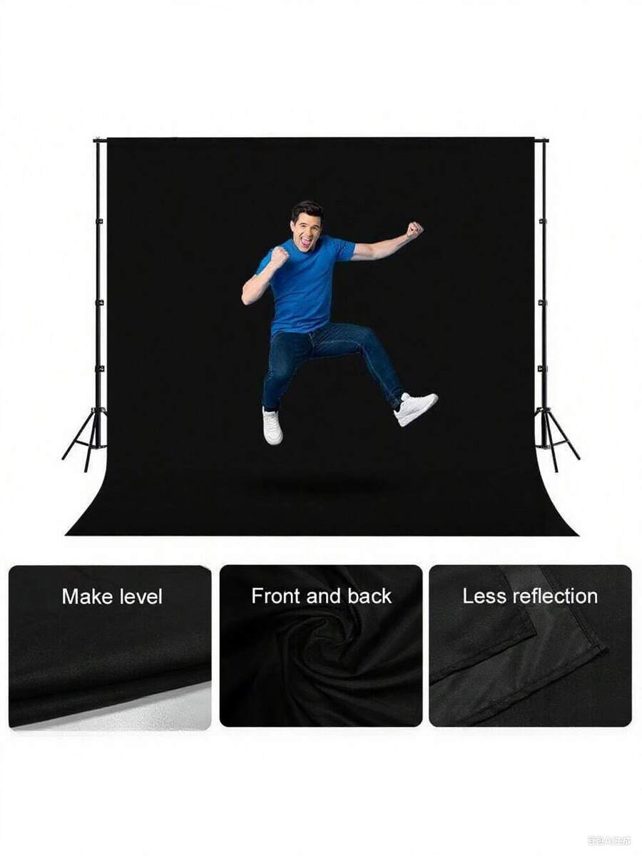 10x10ft High Density Polyester Photo Backdrop, Solid Black Photography Cloth, Wrinkle-Resistant, Machine Washable, Seamless Backdrop Suitable For Portrait, Video Studio, Party - Background Only