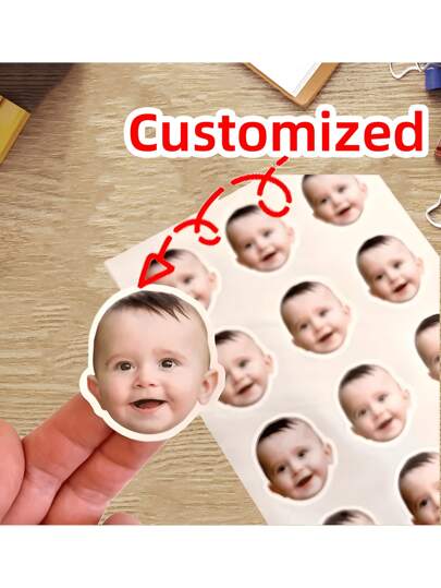 1~84pcs Customized Photo Stickers, Personalized Stickers, Face Stickers, Custom Logo Stickers, Children's Birthday Party Photo Stickers, Party Sponsorship, Water Bottles, Laptop Stickers For Anniversaries,For Valentine's Day,For Mother's Day,For Birthdays,For Children's Day,For Father's Day,For Graduation,For Weddings,For Housewarming Living Room,Bedroom,Office,Tea Room,Home,Dining Room