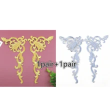 1 Par De Remendos Adesivos De Derretimento Quente Da Flor Do Bordado Da Cor Dourada Para O Vestido De Casamento Floral Applique Remendo Traje Decorar - Ouro - Ver 16