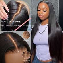 Peruca de renda frontal de 28 polegadas, 13x6, cabelo humano pré-arrancado, cabelo liso, peruca de renda frontal, peruca de renda frontal de densidade 150, peruca para mulheres