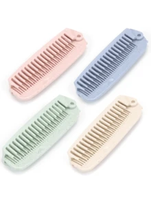 Women's Travel Comb, 4-Piece Set. Double-Headed, Foldable, Portable, Mini, Compact, Foldable Hairbrush Suitable For All Hair Types. Suitable For Use During Exercise, While Driving, When Carrying Around, Or At Work