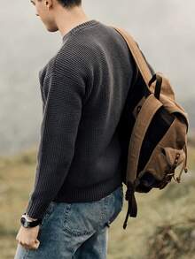 GRDR 男士休闲提花针织圆领长袖毛衣