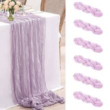 10 Pcs Light Purple Pleated Table Runner, Folding Tablecloth, Festive Birthday Decor Wedding Decor Holiday Home Decor Party Room Table Decoration Violet Table Cloth, Table Flag, Lilac Solid Color Table Cover, Birthday Decor Wedding Decor, 2025 New Year Decor, Party Favor, Babe Shower Party Decor - Purple - View 10