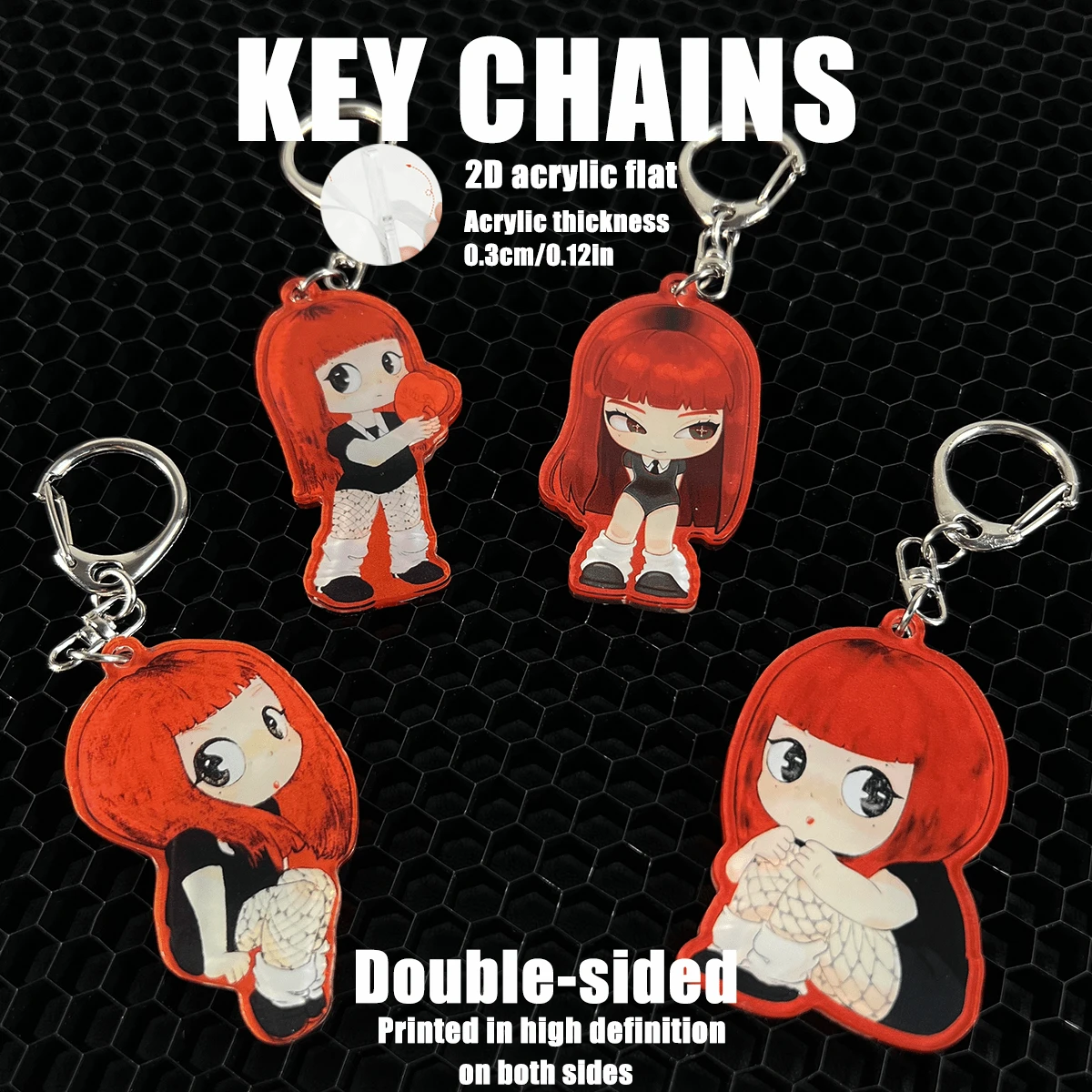 JENNIE Ruby CQBI 风格亚克力钥匙扣，Kpop BLACK PINK“粉丝艺术”图案，汽车钥匙扣挂件钥匙链手机包挂件礼物，送给“RUBIES”的特别礼物 - RUBY - 查看 1