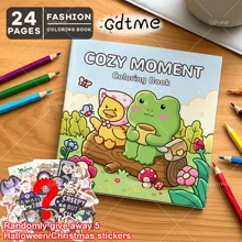 1 pieza Libro para colorear con temática de Halloween, encuadernado en espiral - 24 páginas gruesas mejoradas, portada de papel perlado, páginas interiores de 120g de grosor, para colorear por un solo lado, criaturas espeluznantes ricas y adorables para una relajante sesión de coloreo (espacio cómodo para colorear), un gran regalo para amigos, parejas y familia. ¡El regalo perfecto para Halloween!