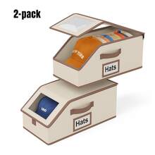 Hat Storage – Foldable Dustproof Organizer For Baseball Caps, Hat Case & Hat Boxes With Clear Window, Extra Large, Holds 12–24 Hats, Perfect For Closet, Travel, Office, Dorm Or Sports Bag, Special Gift For Any Occasion With Seasonal Storage - 杏色 - 查看 1