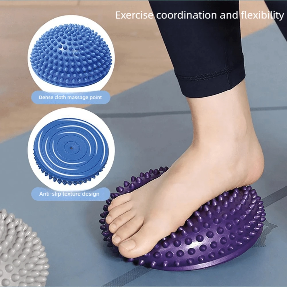 1pc PVC Durian Ball Foot Acupoint Massage Tactile Ball Yoga Balance Fitness Half Round Ball