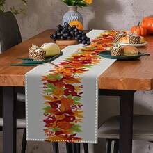 1/20pcs Autumn Table Runner, Fashionable And Atmospheric Style, Pumpkin, Autumn Leaves Pattern Table Runner, Festive Atmosphere Decoration, Autumn Kitchen Table Decoration, For Family Party Decoration, Desktop Decoration, Perfect Gift, New Style - Multicolor - View 6