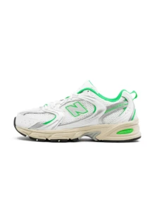 New Balance 530 男士运动鞋 轻便透气网面缓震减震舒适系带日常健身旅行街 - 白色/綠色 - 查看 1