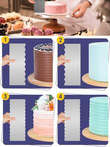 1 pieza Espátula de acero inoxidable para raspar crema de pastel, peine para decorar los lados del pastel, espátula dentada para glasear, herramienta de repostería