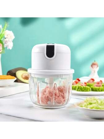 350ml/300ml/2500ml USB Wireless Multi-Function Electric Garlic Press, Mini Garlic Chopper, Meat Grinder Suitable For Chili, Nuts, Meat Grinding, Food Processor/Electric Meat Grinder, Vegetable & Chili Grinder, Food Chopper
