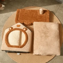 Cat Bed Dog Pet House Movable And Washable Comfortable Warm Furry - màu nâu - Xem 3