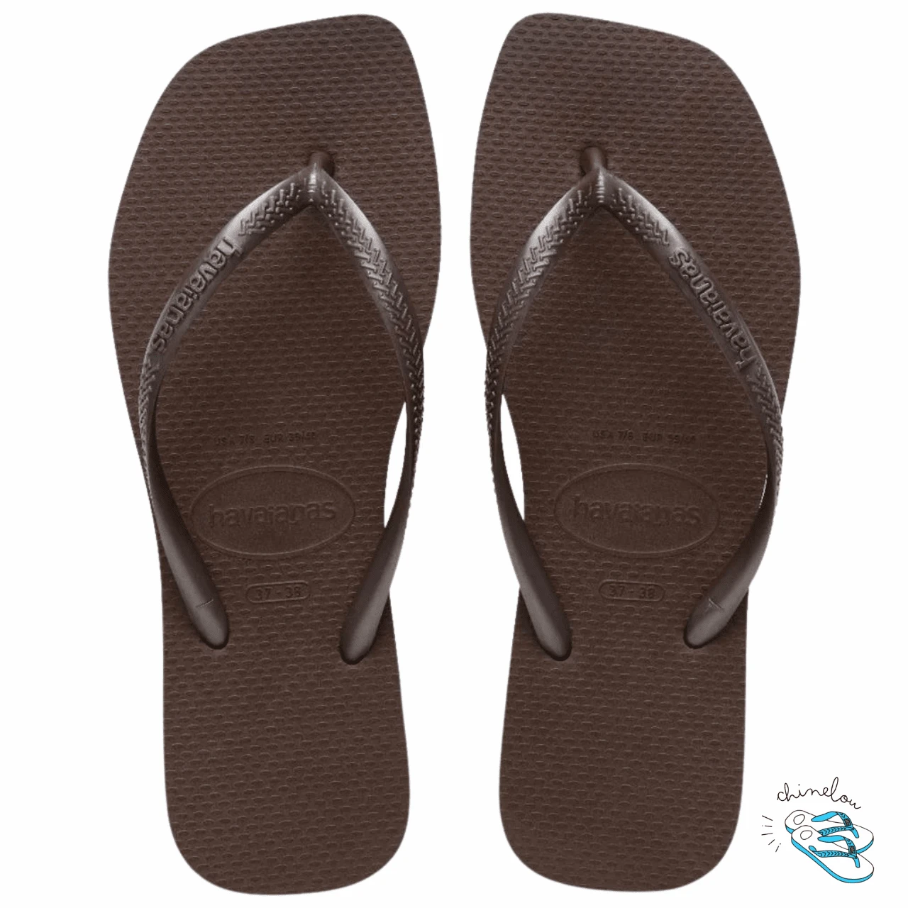 Havaianas Slim Square Flip-Flop Sandal, Modern Square Toe, Original Women's - Cà phê nâu - Xem 1