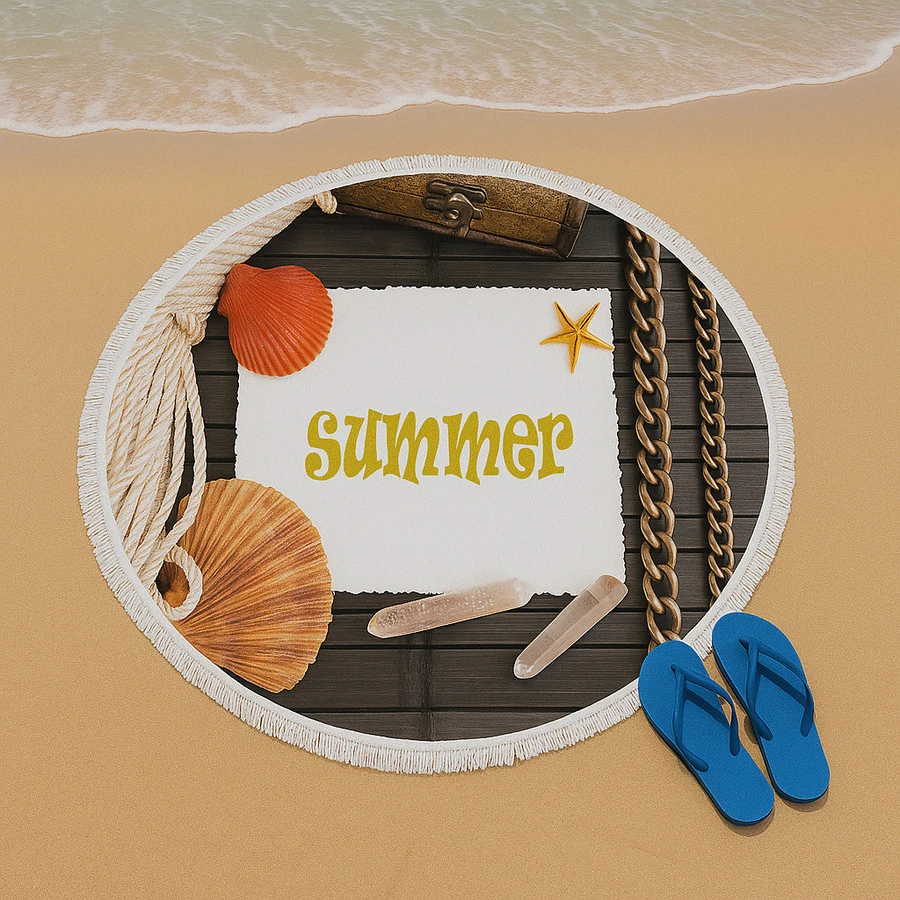 Round Beach Towel 150x150 Cm – Boho Style, 70% Cotton 30% Polyester, Quick-Dry, Multi-Purpose | Made In Turkey - Dark Green - View 1