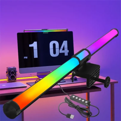 1pc LED Computer Screen Light, Game Desk Lamp, Office Desktop Game Fill Light, With 45 Degree Adjustable Range, Adjustable Light Bar, 3 Color Temperature/RGB/Iridescent Modes, USB Powered Desktop/Office/Home/Game Display Light