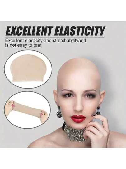 2 件男女通用硅胶秃头帽和发网套装，万圣节服装、实景角色扮演派对、舞台表演的搞笑道具，可重复使用的耐用派对装饰