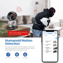 Cámara Interior, Cámara Robot WiFi 1080P para Segurid ad en el Hogar, Cámara para Mascotas, Monitor para Bebés con Aplicación, Cámara Giratoria Inteligente con Detección - Gris - Ver 8
