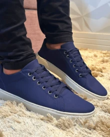 Tenis Masculino Casual Barato Costurado Moderno Conforto Elegancia - Azul - Visão 4
