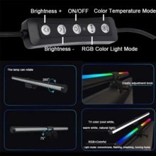 1pc LED Computer Screen Light, Game Desk Lamp, Office Desktop Game Fill Light, With 45 Degree Adjustable Range, Adjustable Light Bar, 3 Color Temperature/RGB/Iridescent Modes, USB Powered Desktop/Office/Home/Game Display Light - USB - View 5