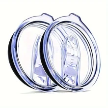 2 件水瓶盖，20 盎司/30 盎司替换盖，3.3 英寸/3.7 英寸直径，防溢替换盖，20 盎司 30 盎司玻璃杯盖，玻璃杯盖 - 無色 - 查看 12