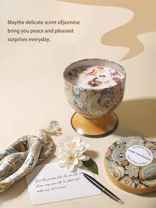 Lumânare parfumată cu flori uscate, 1 buc., în borcan tip pahar, model decorativ, potrivită pentru decorare, aromaterapie și diverse festivaluri, cel mai bun cadou pentru familie și prieteni, disponibilă în cutie individuală sau set de 4 piese.