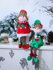 1PC Christmas Hanging Leg Elf Dolls, Poseable Long Bendy Naughty Boy & Girl Ornaments, Cute Shelf Sitters With Dangling Legs, Fun Holiday Home Decor & Room Decor,Mini Elf Decorations For Xmas Party, Christmas Toys & Christmas Decorations, Perfect For & Fall Decorations For Home