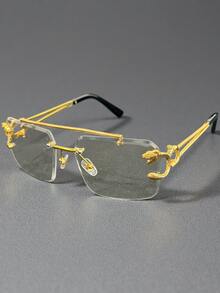 1 Pair Men's Square Frameless Vintage High-End Versatile Street Style Sunglasses