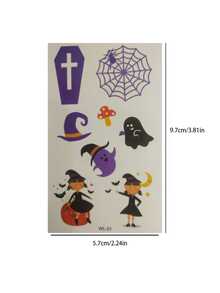 10 szt. Wodoodpornych tymczasowych naklejek z tatuażami, trwałych Halloweenowych motywów kreskówkowych dyni i wzorów na twarz, ramię, plecy, nogi Body Art
