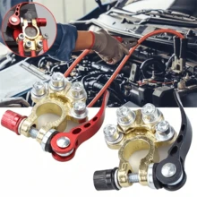 1 套电池端子夹连接器，便携式 4 路汽车电池端子夹，适用于汽车、卡车和卡车的 4 路电池端子