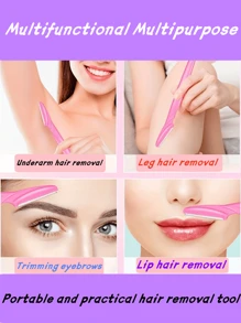 100 件眉毛修剪器、脱毛刀、带防刮保护装置的脱毛刀、面部和身体毛发修剪器、长柄眉毛修剪器、女士脱毛工具、身体毛发修剪器和面部和眉毛剃须刀、长柄锋利刀片简易眉毛修剪工具 - 黑色 - 查看 3