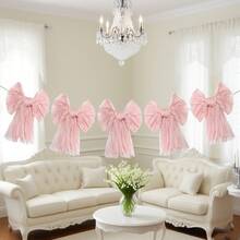 1pc Bow Garland Stylish Sweet Voile Big Bow Banner Party Decorations For Living Room, Bedroom Wedding Decorations And Birthday Party Gatherings Daily Life Wedding Theme Party Home Decor Butterfly Flag