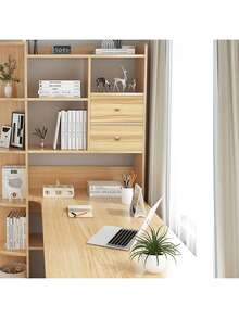 VIVANIDO Corner Desk Modern Desk with Bookshelf L-shaped Computer Desk Suitable for Office Study Bedroom (original Wood Color 140*72*145cm) - Color de la madera - Ver 6