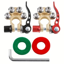 1 套电池端子夹连接器，便携式 4 路汽车电池端子夹，适用于汽车、卡车和卡车的 4 路电池端子