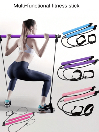 1 件多功能普拉提健身棒、瑜伽扩胸器、背部收紧绳索训练器健身房配件、运动、健身房、家庭锻炼、健身带、阻力带