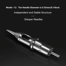 XNET 10支/盒 0.35mm 合金纹身针头 Rl Rs Rm M1系列圆形针头 一次性消毒 适用于机器 眉毛 眼线 永久化妆 - 淺灰色 - 查看 4